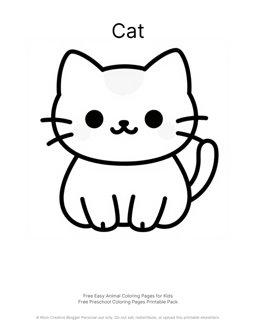 Bold and Easy Coloring Pages Printable for Kids: 10 Free Animal Pages